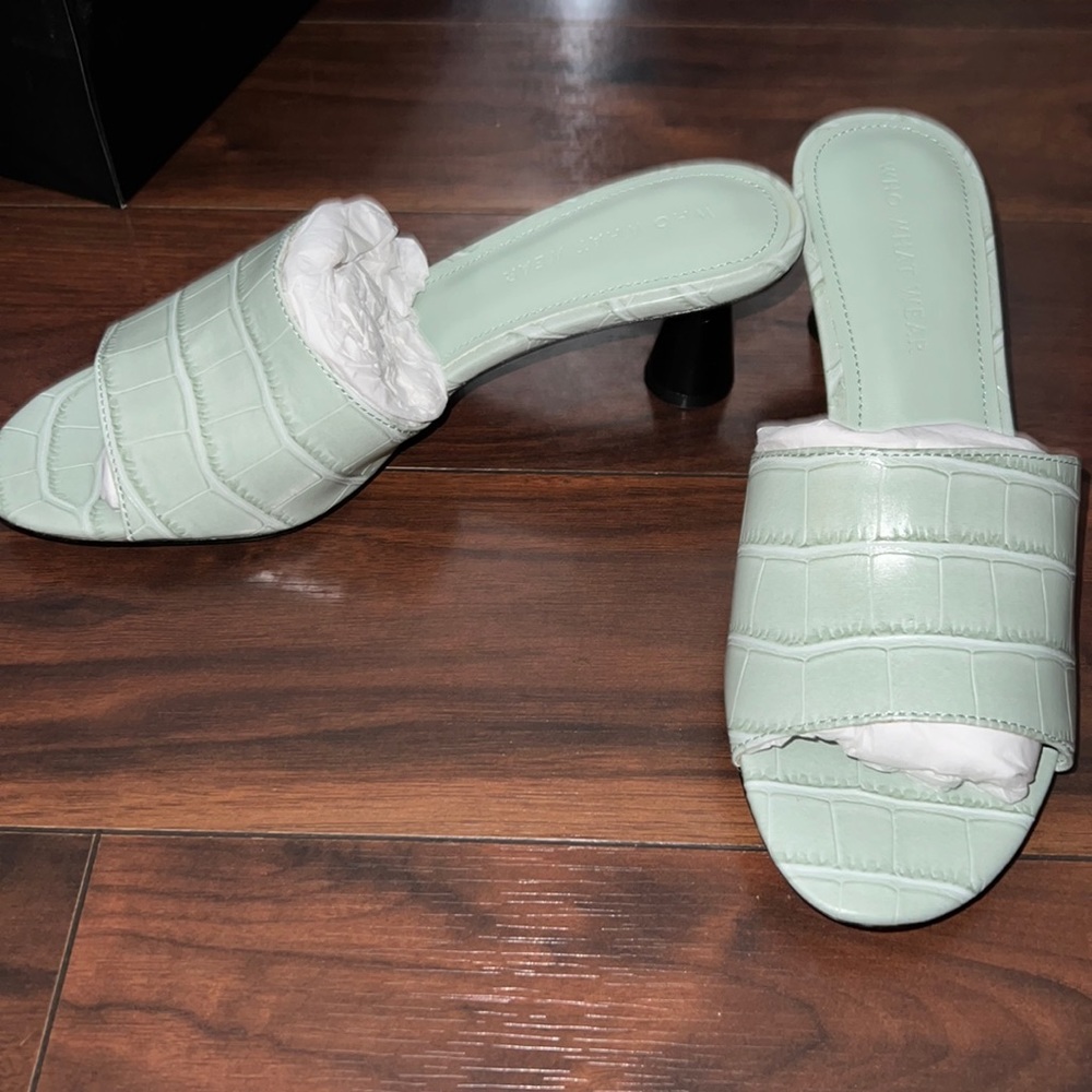 Green low heels